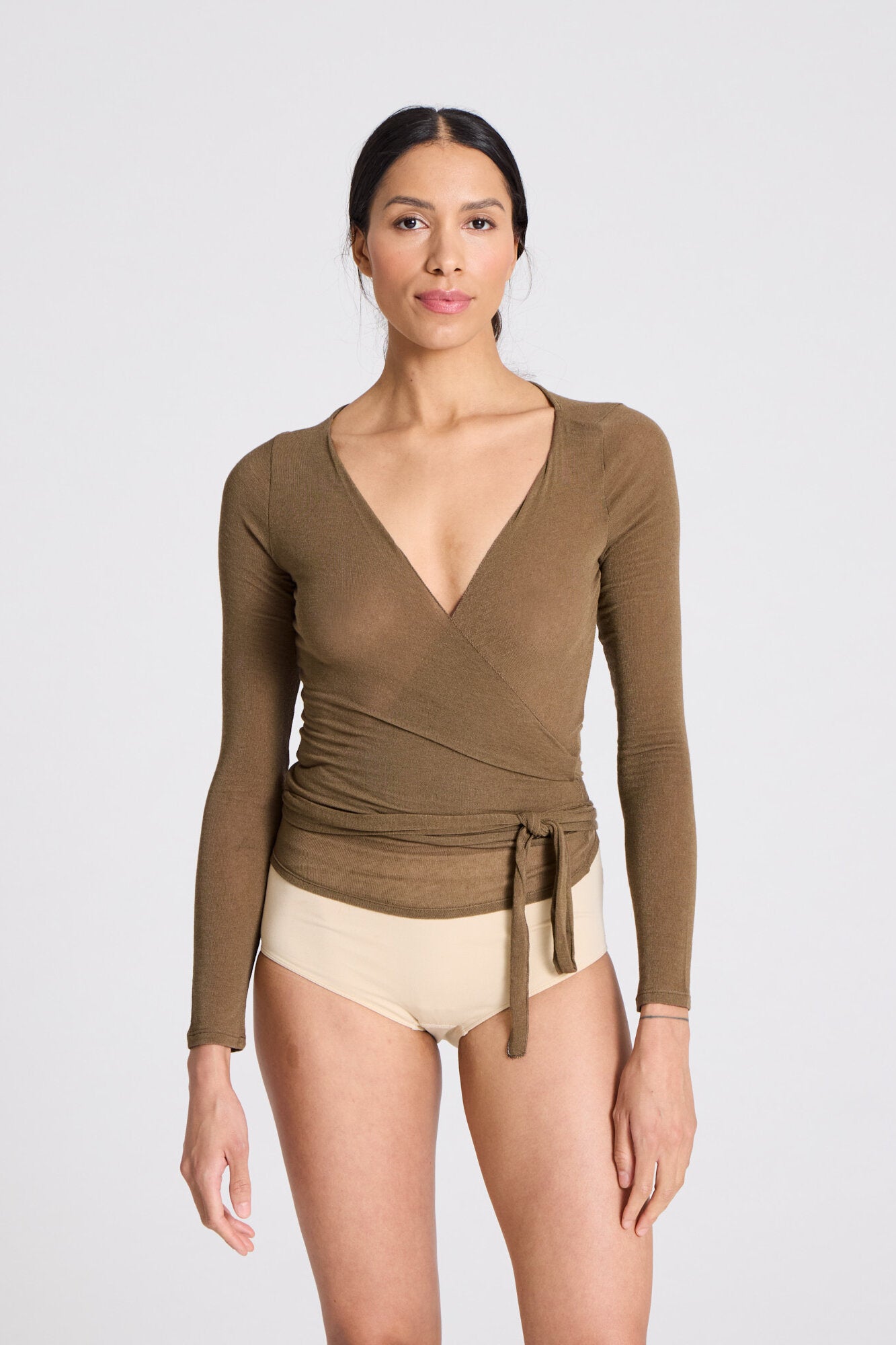 Anne Wool Wrap langærmet t-shirt - Kangaroo